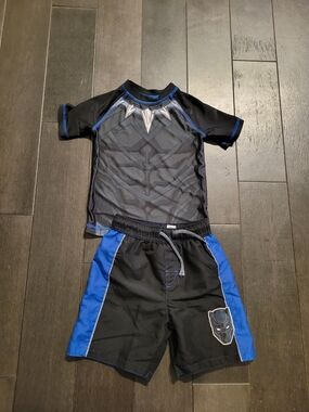 Marvel Kids Swim Set Black and Blue - Black Panther Design